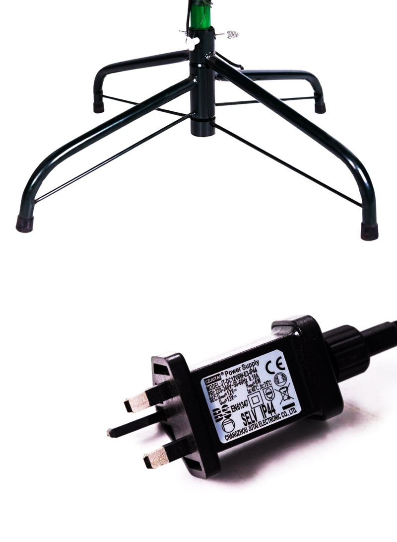 توشيونيكس شجرة صنوبر عيد الميلاد الصناعية المزخرفة بطول 1.20 متر/3.9 قدم مع أضواء LED متعددة الألوان مدمجة لعيد الميلاد، وغطاء شجرة على شكل نجمة، وحامل معدني ومحول طاقة، مثالية لديكور حفلات أعياد الميلاد والمنزل والمكتب وحفلات رأس السنة الجديدة والاحتفالات الداخلية والخارجية، سهلة التجميع - Image 3