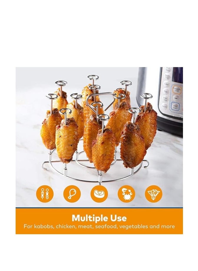 Generic Air Fryer Skewer Stand Compatible with Ninja Foodi 6Qt 8Qt Vertical Skewers Holder with Stand Stainless Steel Air Fryer Accessories Grill for Grilling Home Kitchen Kabobs  - Image 2