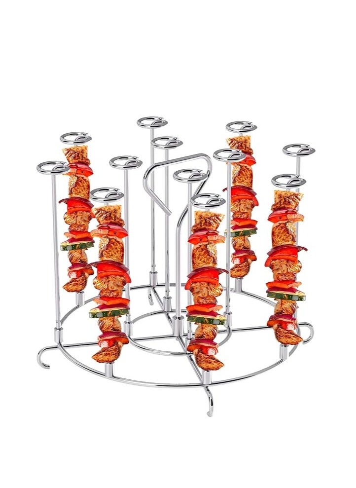 Generic Air Fryer Skewer Stand Compatible with Ninja Foodi 6Qt 8Qt Vertical Skewers Holder with Stand Stainless Steel Air Fryer Accessories Grill for Grilling Home Kitchen Kabobs  - Image 1