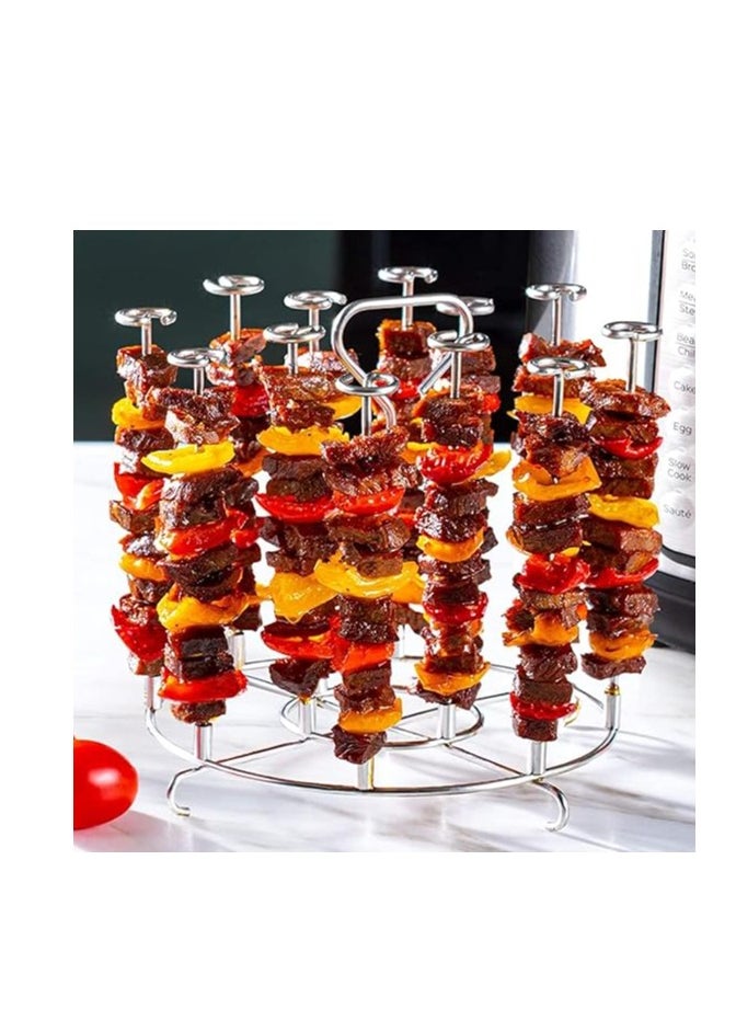 Generic Air Fryer Skewer Stand Compatible with Ninja Foodi 6Qt 8Qt Vertical Skewers Holder with Stand Stainless Steel Air Fryer Accessories Grill for Grilling Home Kitchen Kabobs  - Image 4