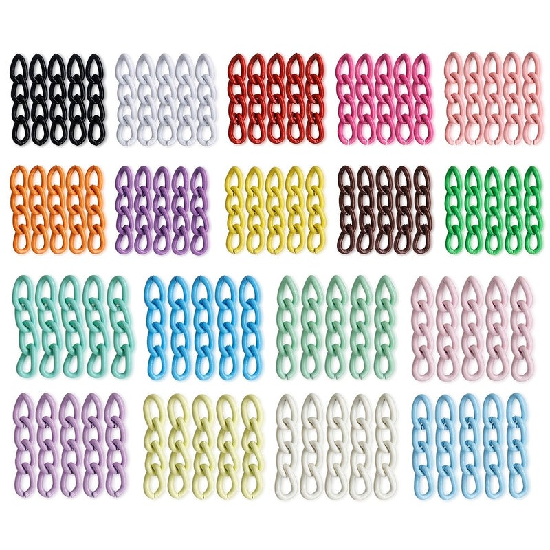 90 Colored Extension Chains 18 Colors 4 Sections for Keychains Bag Pendant Gift Making 27mm - Image 1