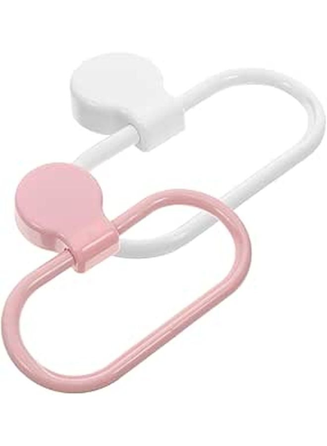 2Pcs Pink White Adhesive Towel Rings Wall Mounted No Drill Holder for Bathroom Kitchen - Image 1