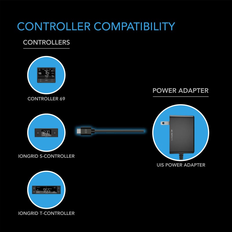AC Infinity UIS Power Adapter, Outlet Plug with Charger Cable Cord for UIS Digital Controllers - Image 3
