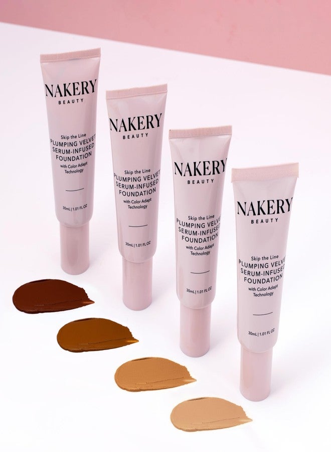 Nakery Full Coverage Foundation for Women - 5 in 1 Plumping Liquid Foundation Makeup - Serum Infused Makeup Foundation Smart Color Adapt with Niacinamide & Hyaluronic Acid for All Skin Types - Deep - Image 4
