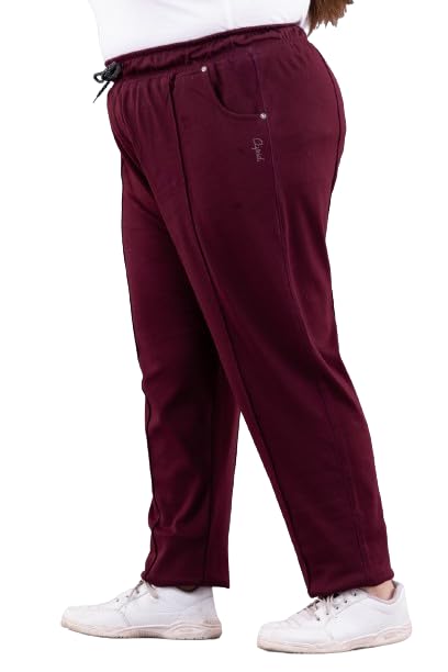 CUPID Women's Regular Fit Cotton Track Mid Rise Pants,Comfortable Lower,Trouser,Sports Joggers,Night N Daily Use Gym Wear Lounge Pant For Ladies - Wine, Medium - Image 1