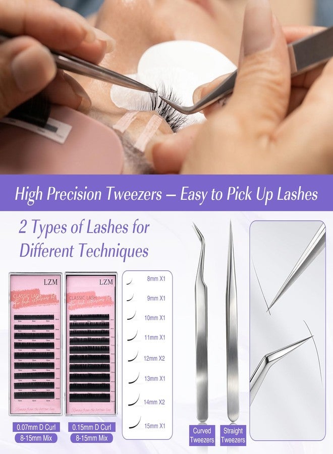 LZM Eyelash Extension Kit for Beginners, Professional Lash Extension Kit with Mannequin Head, Lash Tech Starter Kit with Rechargeable Fan, Shampoo, Glue, Tweezers Supplies for Practice Training - Image 5