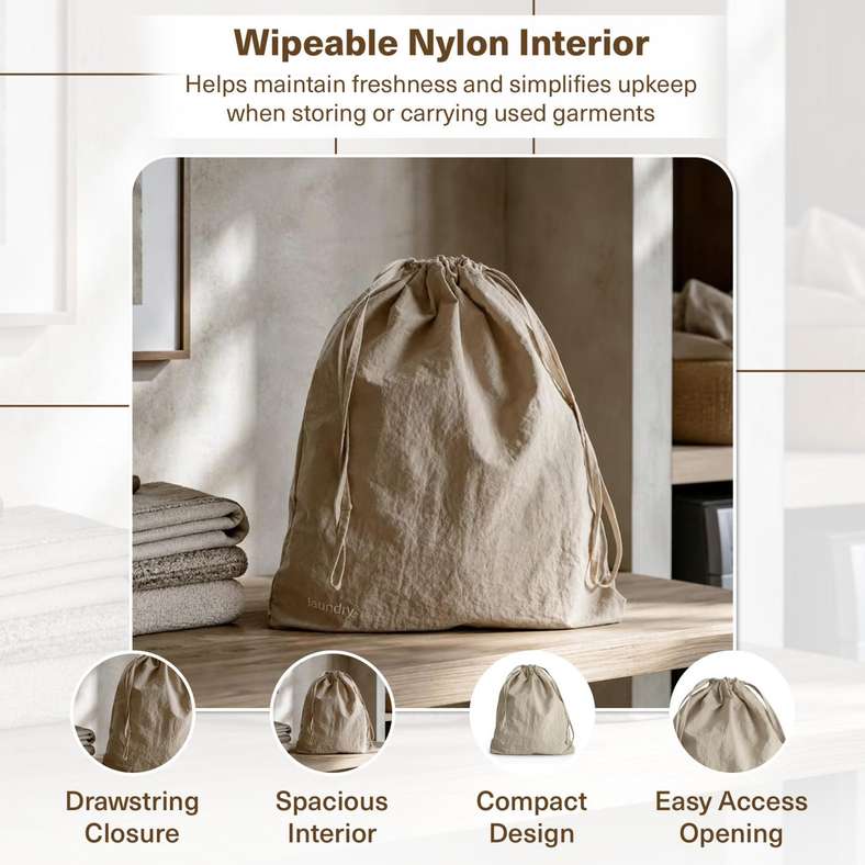 Pan Home Naya Laundry Pouch with Drawstring 33x40cm - Wheat - 261PSF9900141 - Image 4