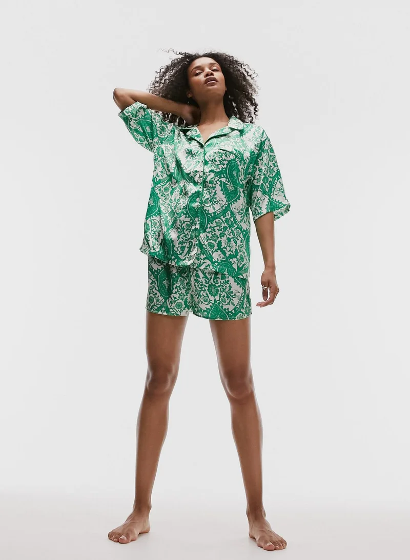 TOPSHOP Printed Shirt & Pyjama Set