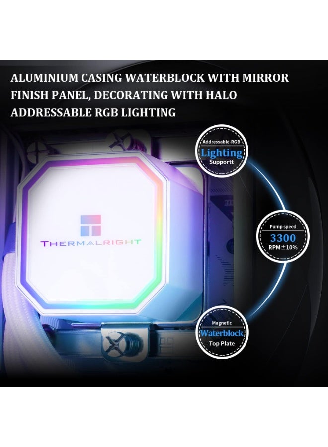 Thermalright Frozen Prism 360 White ARGB CPU Liquid Cooler,Efficient PWM Controlled Pump 3300RPM,3×TL-E12 Series PWM Fan,Water Cooling Computer Parts,for AMD AM4/AM5,Intel 1150/1156/1200/1700/2011 - Image 4