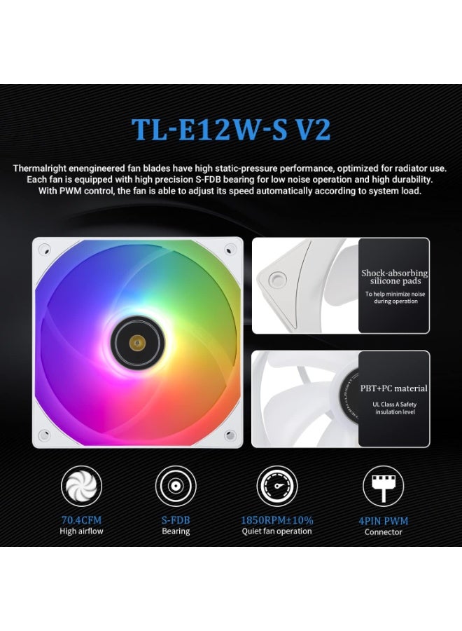 Thermalright Frozen Prism 360 White ARGB CPU Liquid Cooler,Efficient PWM Controlled Pump 3300RPM,3×TL-E12 Series PWM Fan,Water Cooling Computer Parts,for AMD AM4/AM5,Intel 1150/1156/1200/1700/2011 - Image 3