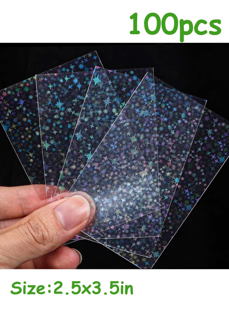100pcs Soft Clear Plastic Glitter Small Bag Storage Pouch Laser Sleeve Cover Pocket Holder Photo Protector Top Loader for 2.5x3.5in Universal Card Collectible Coin Jewelry (Little Star) - Image 1