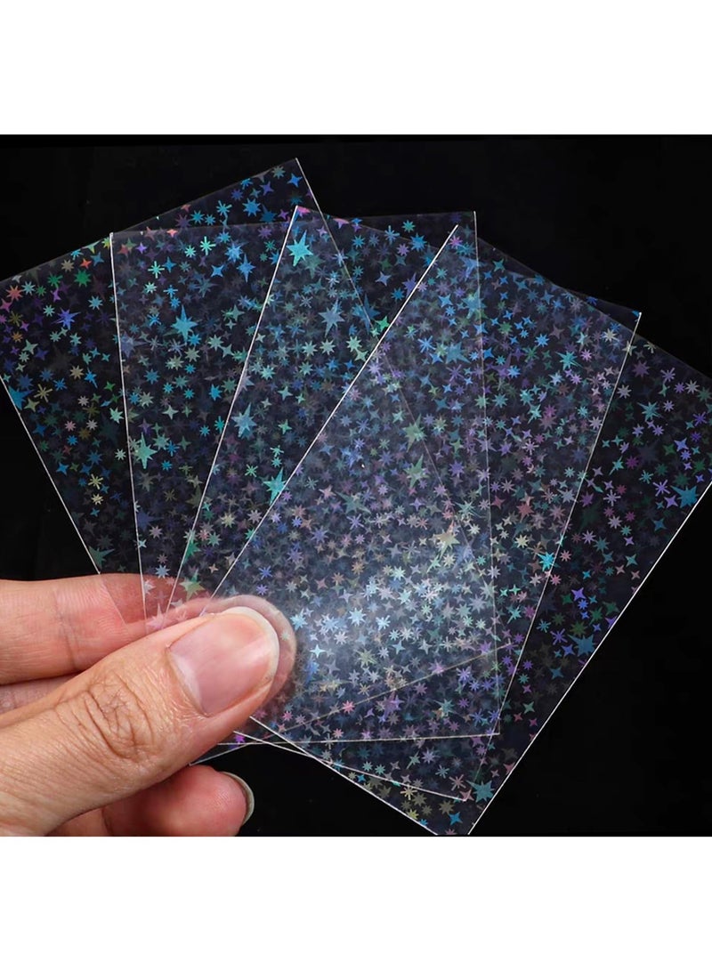 100pcs Soft Clear Plastic Glitter Small Bag Storage Pouch Laser Sleeve Cover Pocket Holder Photo Protector Top Loader for 2.5x3.5in Universal Card Collectible Coin Jewelry (Little Star) - Image 4