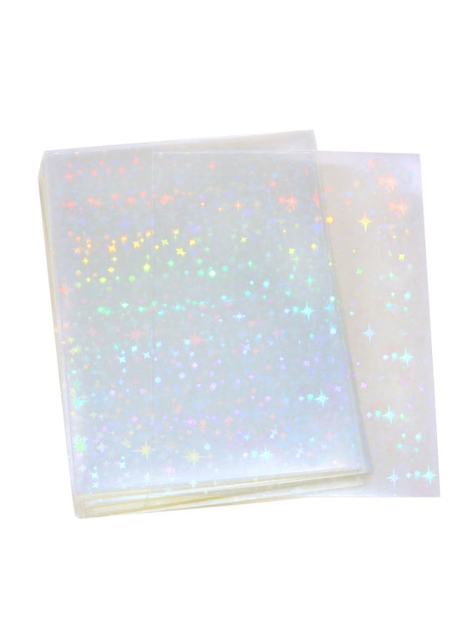 100pcs Soft Clear Plastic Glitter Small Bag Storage Pouch Laser Sleeve Cover Pocket Holder Photo Protector Top Loader for 2.5x3.5in Universal Card Collectible Coin Jewelry (Little Star) - Image 2
