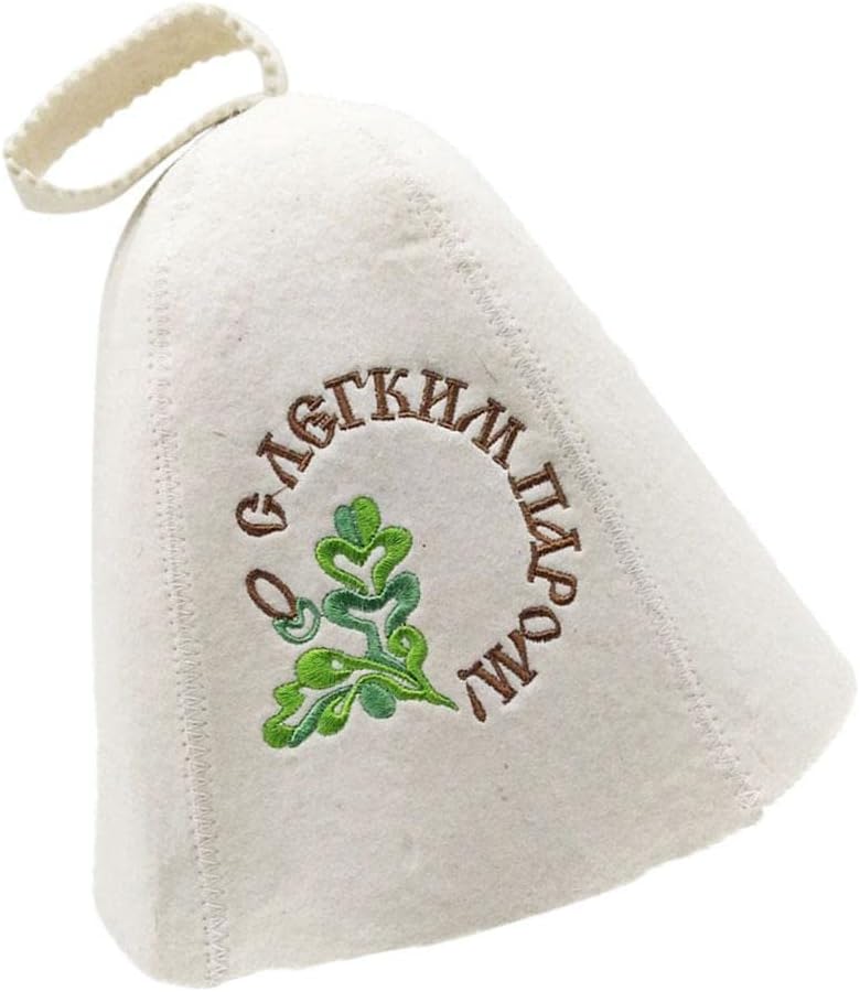 klarako 2X 100% Wool Felt Sauna Hat Cap for Russian Sauna Hut Leaves Pattern - Image 2