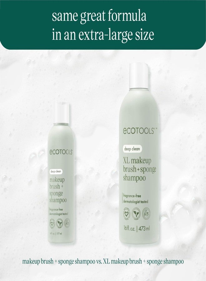 EcoTools XL Makeup Brush + Sponge Shampoo, Removes Makeup, Dirt, & Impurities From Makeup Brushes & Makeup Blending Sponges, Fragrance-Free, Vegan, & Cruelty-Free 16 fl. oz./473 ml, 1 Count, Clear - Image 2