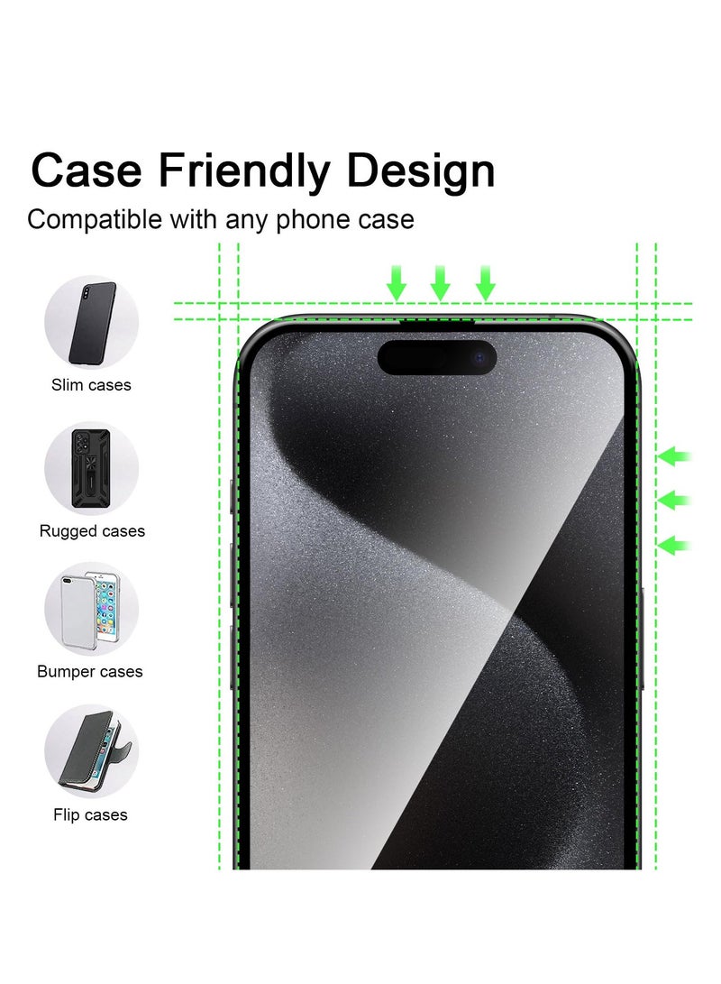 SYOSI Tempered Glass Screen Protector for iPhone 15 Pro Max 2+2 Pack + Camera Lens Protector Anti Fingerprint Anti-Scratch Easy Installation Bubble Free Full-Coverage 9H Hardness Film - Image 4