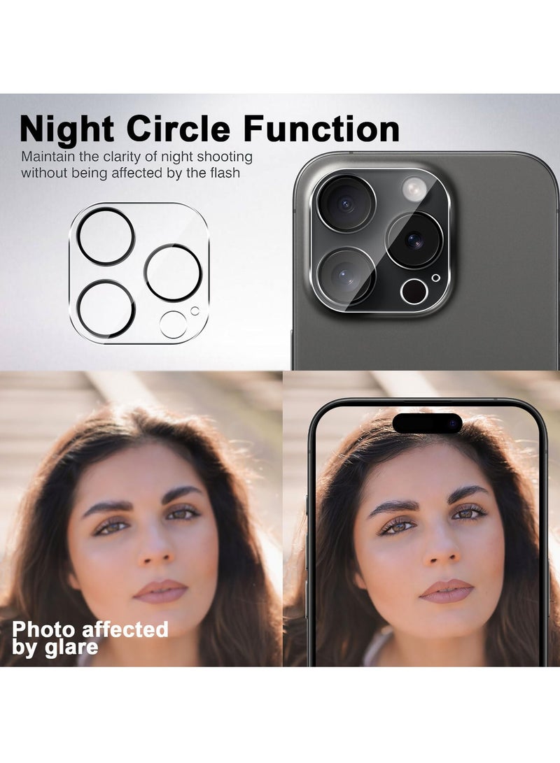 SYOSI Tempered Glass Screen Protector for iPhone 15 Pro Max 2+2 Pack + Camera Lens Protector Anti Fingerprint Anti-Scratch Easy Installation Bubble Free Full-Coverage 9H Hardness Film - Image 5