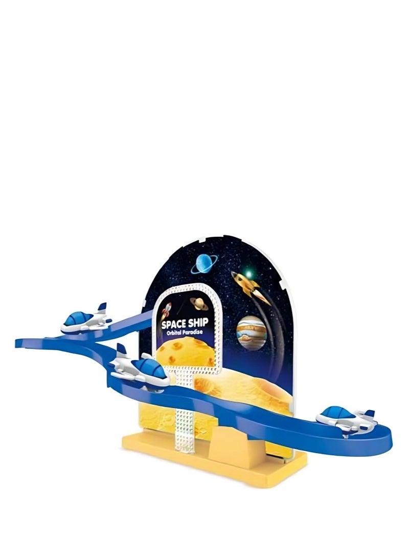 Rally Spaceship Game for Kids - Fun Race Track with Spaceships that Move Automatically, Go Up and Slide Down 