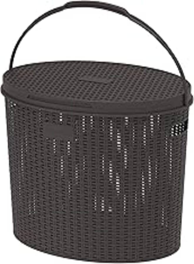 Cosmoplast IFHHBK045DW Plastic Cedarattan Picnic Basket, 27 Liters - Dark Brown