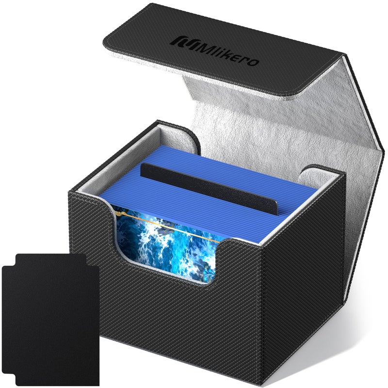 Mlikero Card Deck Box Commander Deck Box Holds 100 DoubleSleeved Cards with 4 Dividers Leather Magnetic Closure Card Box Fit for MTG TCG Black - Image 2