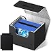 Mlikero Card Deck Box Commander Deck Box Holds 100 DoubleSleeved Cards with 4 Dividers Leather Magnetic Closure Card Box Fit for MTG TCG Black - Image 3