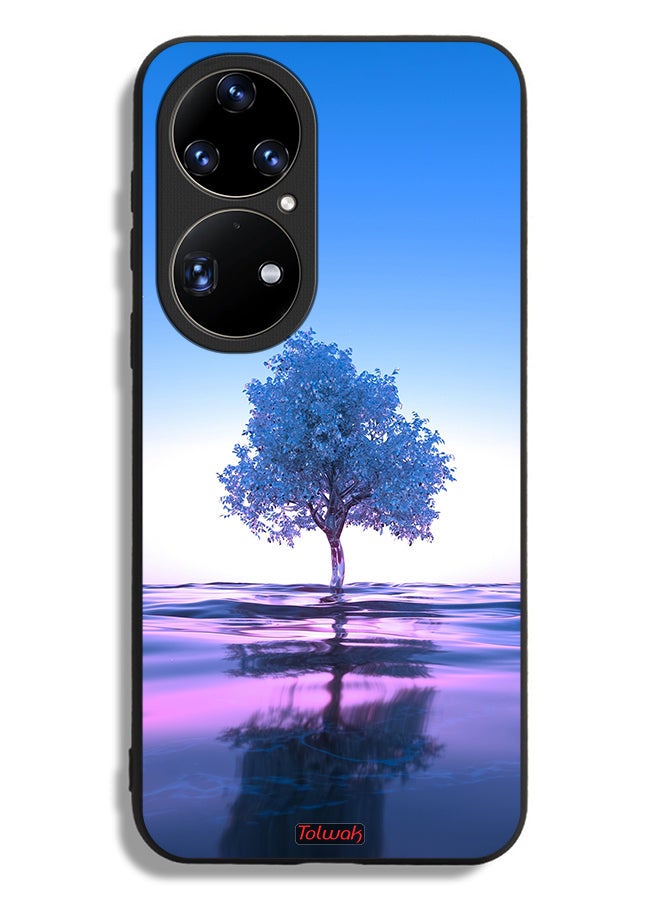 Tolwak Huawei P50 Pro Protective Case Cover Tree Neon Body Of Water Reflection Digital Art - Image 2