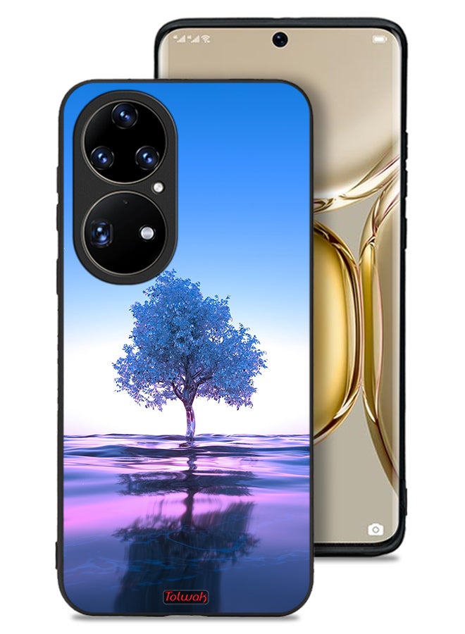 Tolwak Huawei P50 Pro Protective Case Cover Tree Neon Body Of Water Reflection Digital Art - Image 1