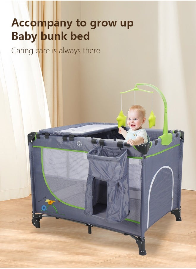 Bassinet Bassinet With Changing Table Multifunctional Portable Movable Splicing Bed Bedside Bassinet For Baby Grey
