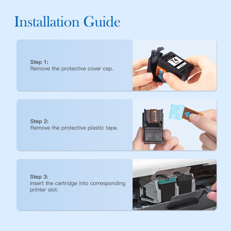 Valuetoner Remanufactured Ink Cartridge Replacement for HP 74 75 Ink cartridges Combo Pack CC659FN CB335WN CB337WN for OfficeJet J5700 J6400 PhotoSmart C4200 C4300 C4400 C4500 C5200 C5500 D5300 2 Pack - Image 4