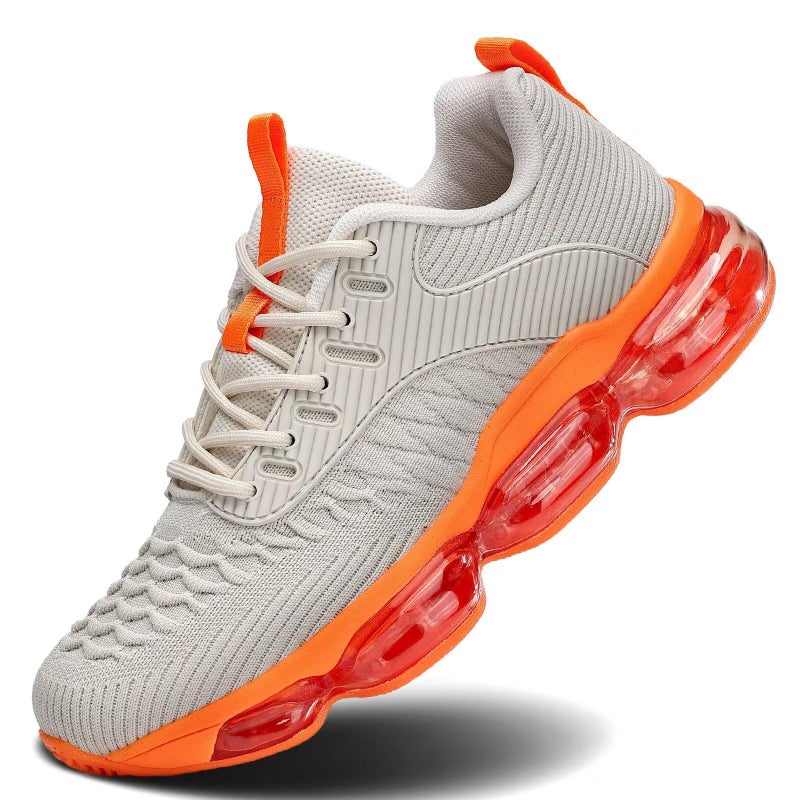 Luogoks Womens Walking Running Shoes Air Cushion Basketball Sneakers Fashion Tennis Breathable Sport Gym Fitness Cross Trainers Shoes Beige Orange 6 - Image 1