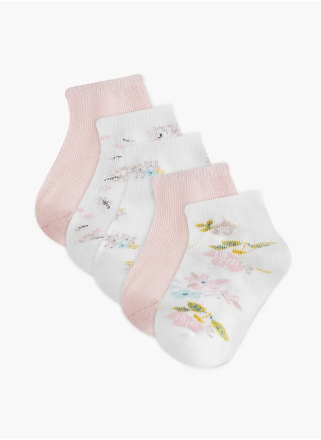 Barefeet Girls Assorted Ankle Length Socks - Set of 5