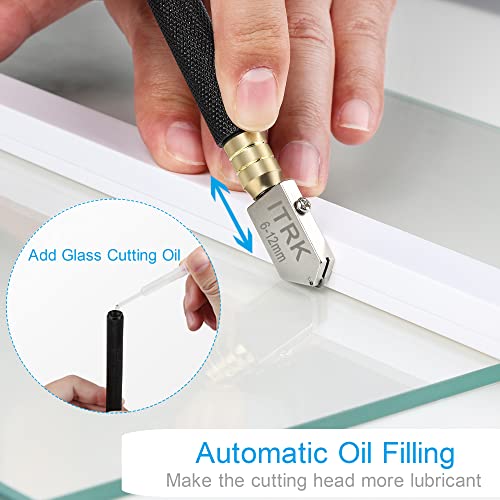 Camdios Glass Cutter 2mm-20mm, Upgrade Glass Cutting Tool with Glass Cutting Oil, Pencil Style Oil Feed Carbide Tip Glass Cutter for Mirror/Tiles/Mosaic. - Image 4