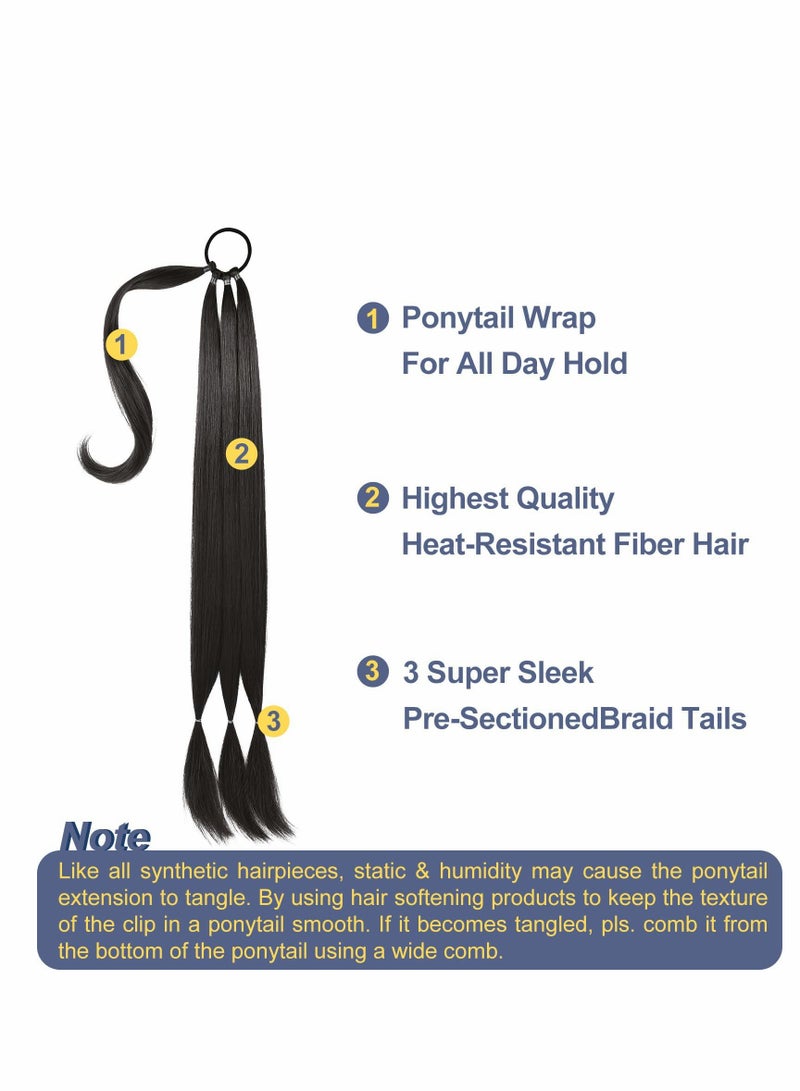 إسكدنيا إكستينشن ذيل الحصان، إكستينشن ضفيرة ذيل حصان طويلة بطول 80 سم مع رباط للشعر. - Image 2