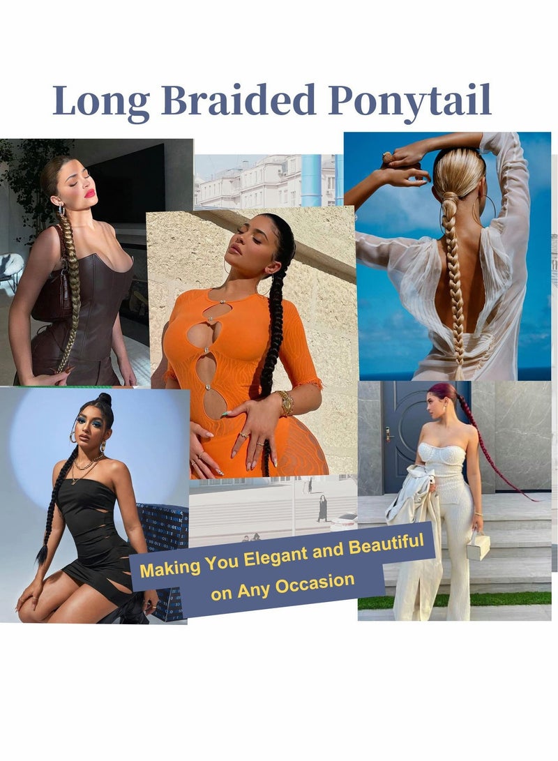 إسكدنيا إكستينشن ذيل الحصان، إكستينشن ضفيرة ذيل حصان طويلة بطول 80 سم مع رباط للشعر. - Image 4