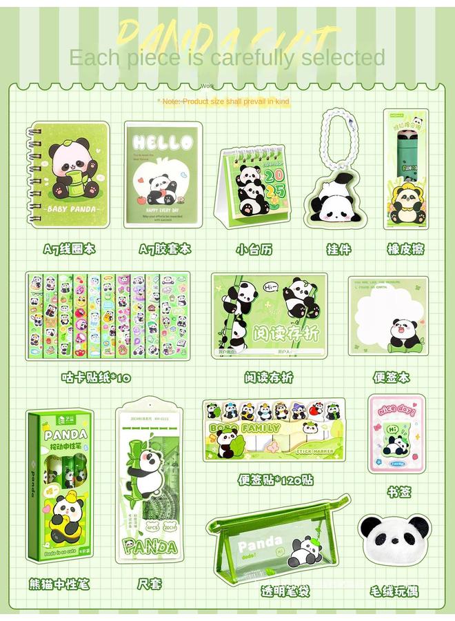 Bluejw Panda Stationery Suit Gift Box For Primary School Students School Opening Gift Bag Accompanying Gift For Girls Hand Accounts School Supplies For Junior High School Students - Image 3