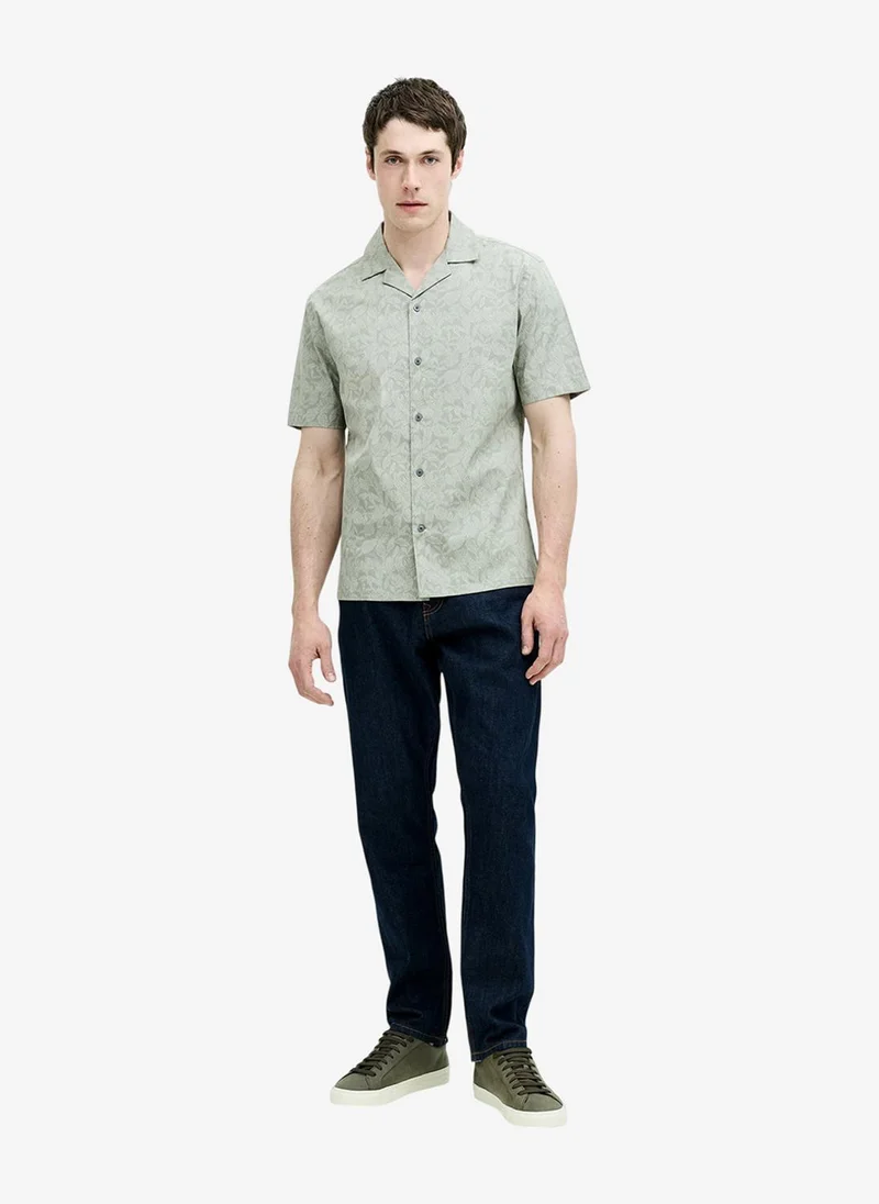 French Connection Short Sleeve Tropical Leaf Print Green Shirt