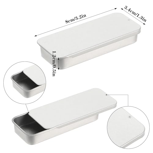 Ymapinc 3Pcs Mini Metal Tin Box Containers, Ymapinc Waterproof Slide Top Mini Pill Storage for Candy Gum Metal Box Small Container Fit in Pocket Purse for Traveling Outdoors(Black, White, Silver) - Image 2