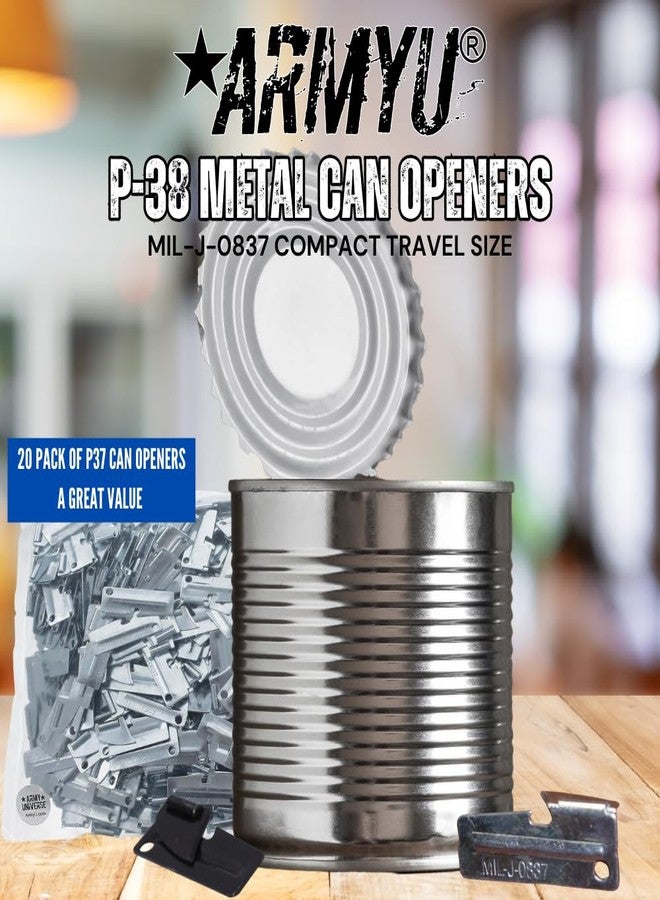 Army Universe ARMYU Government Issue Style P-38 Steel Can Opener John Wayne P38 Can Openers with MIL-J-0837 Engraving, Silver (20 Pack) - Image 4