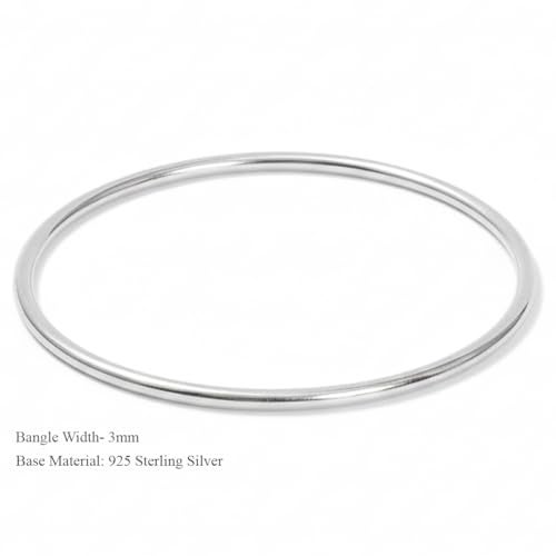 Parnika (Formerly MJ 925 Plain Round Hollow Unisex Kada Bangle in Pure 92.5 Sterling Silver for Girls Women Boys Men | With Certificaite of Authenticity | Chandi ka Kada | (1 Piece, 54 mm) - Image 5