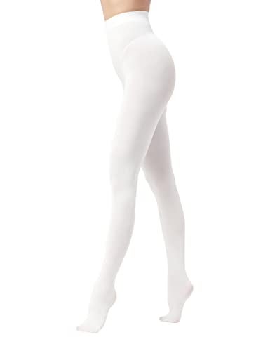 EVERSWE Women's 80 Den Soft Opaque Tights, Women's Tights (Large/X-Large, White) - Image 5