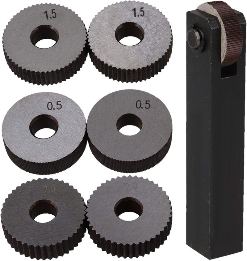 CNBTR 0.5mm 1.5mm 2mm Pitch Single Wheel with 1.0mm Pitch Straight Linear Knurling Tool Set of 7 - Image 1