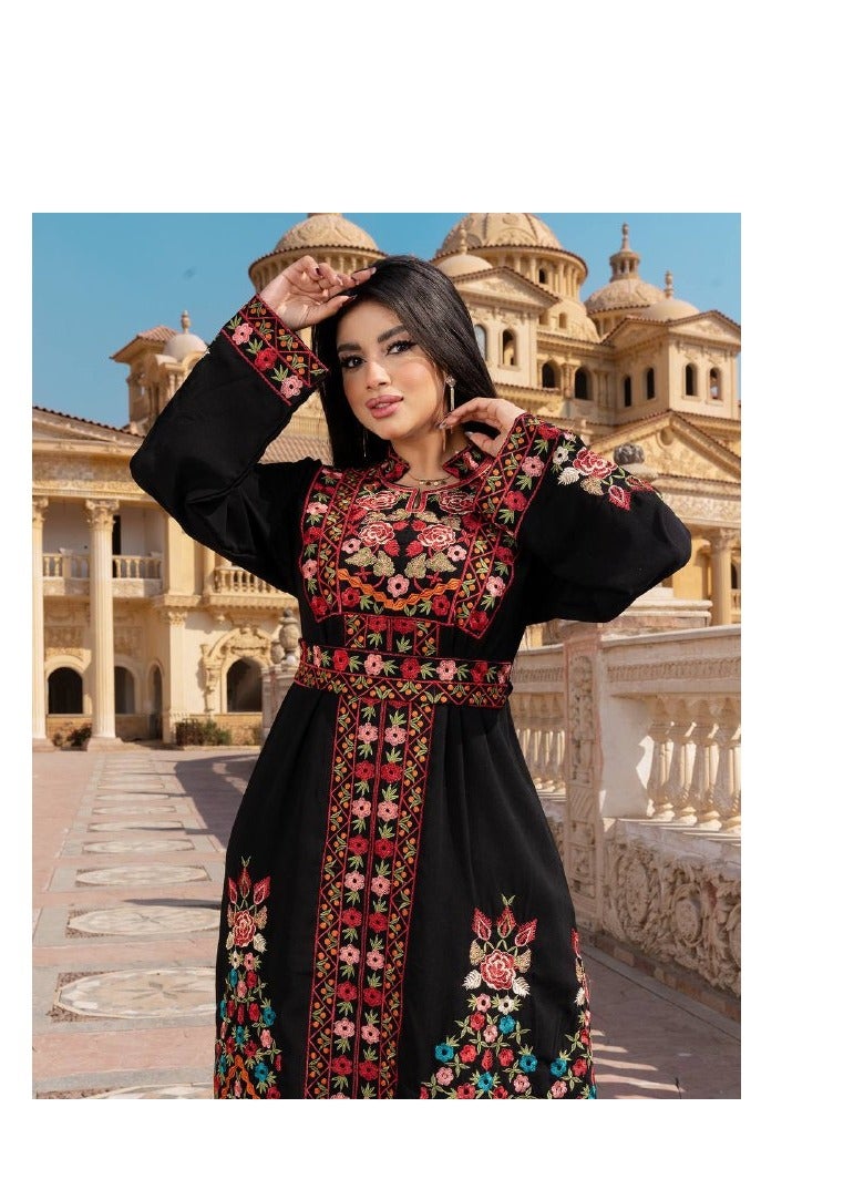 Luxurious jalabiya with floral embroidery A-237  - Image 3