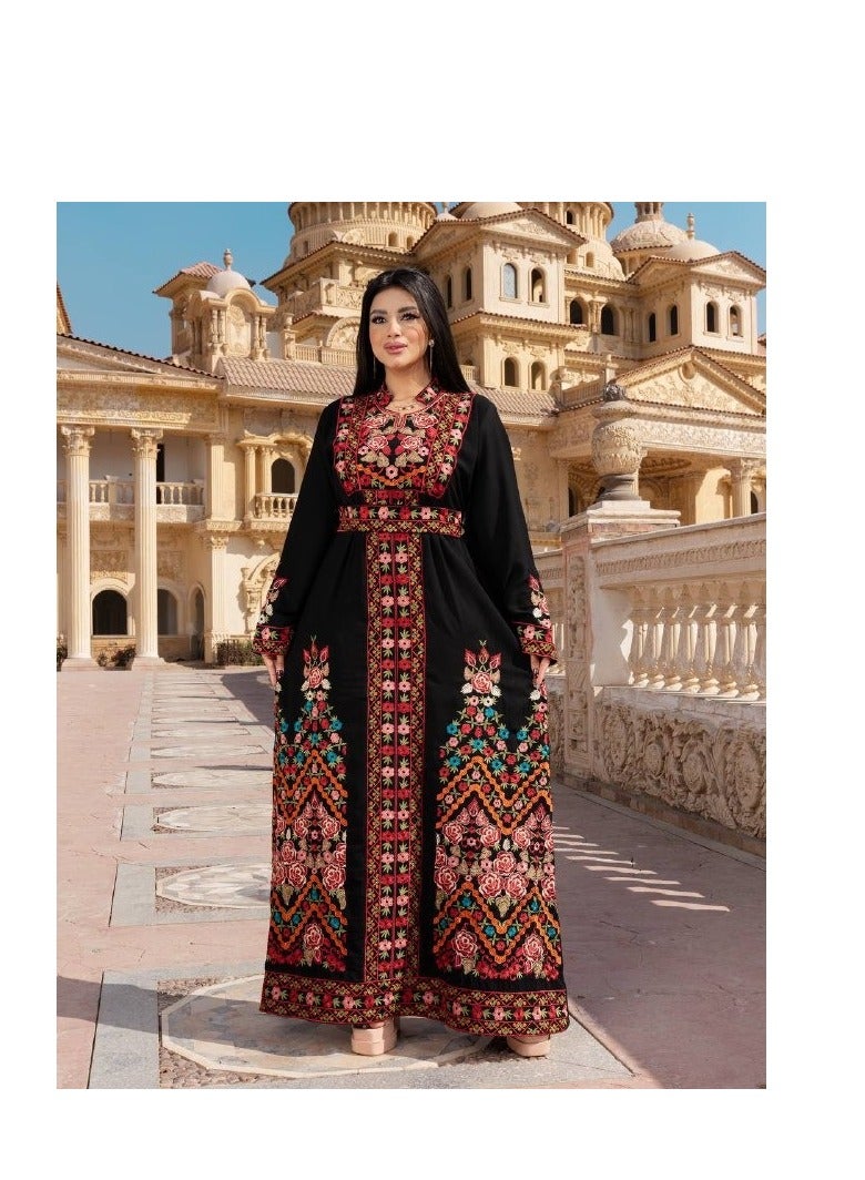 Luxurious jalabiya with floral embroidery A-237  - Image 2
