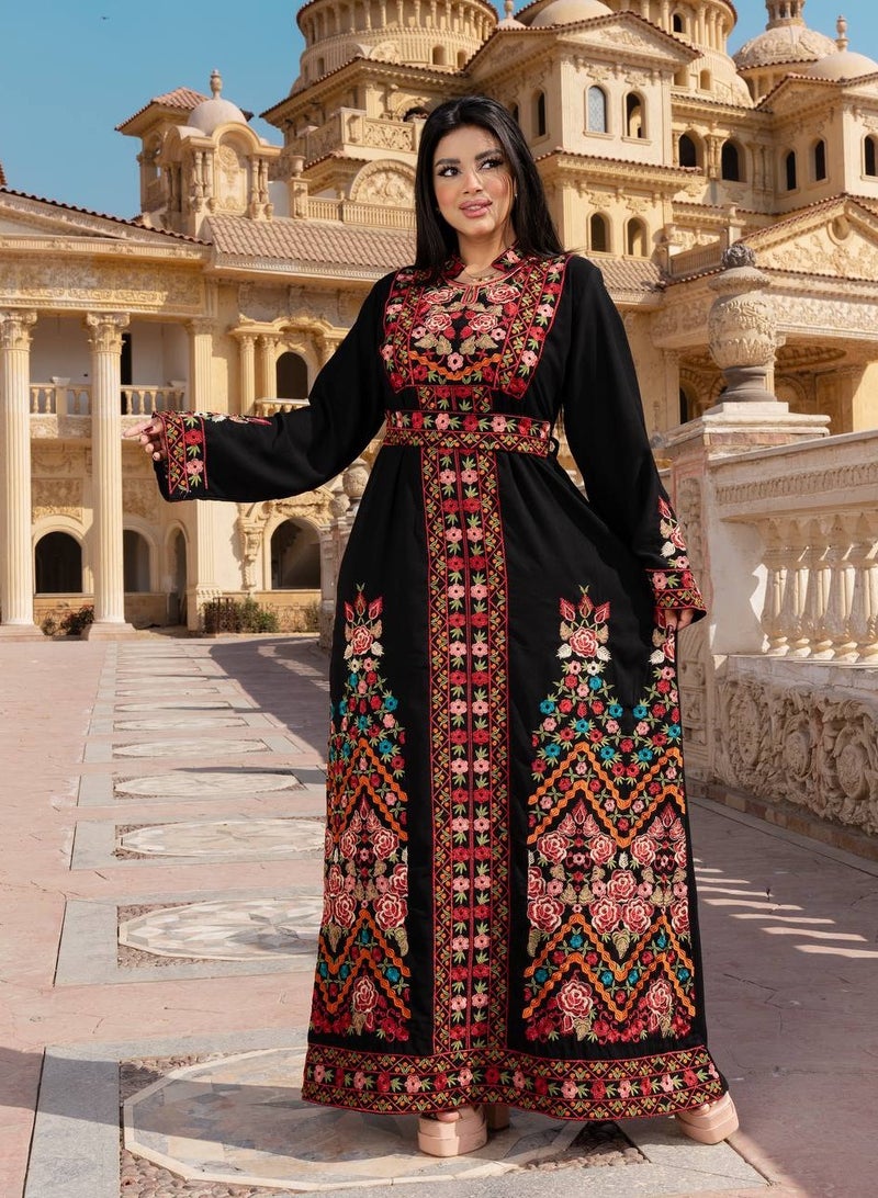 Luxurious jalabiya with floral embroidery A-237  - Image 1