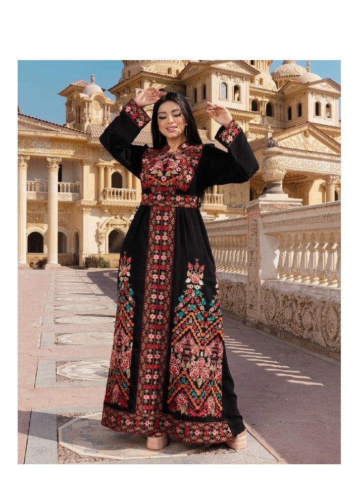Luxurious jalabiya with floral embroidery A-237  - Image 4