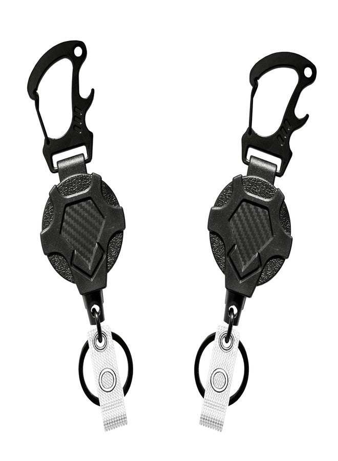 FENGCHUNS Retractable Keychain Lanyard Heavy Duty,Badge Holder Reel,Durable Pull Badge Reels Key Holder with 32” Steels Cord, 9.0oz (new 2-pack) - Image 1
