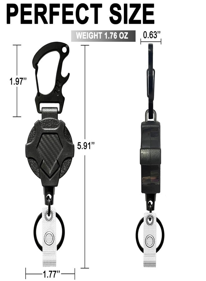 FENGCHUNS Retractable Keychain Lanyard Heavy Duty,Badge Holder Reel,Durable Pull Badge Reels Key Holder with 32” Steels Cord, 9.0oz (new 2-pack) - Image 2