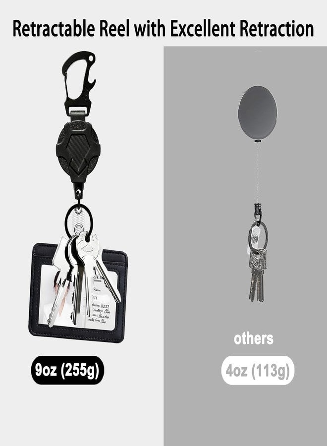 FENGCHUNS Retractable Keychain Lanyard Heavy Duty,Badge Holder Reel,Durable Pull Badge Reels Key Holder with 32” Steels Cord, 9.0oz (new 2-pack) - Image 5