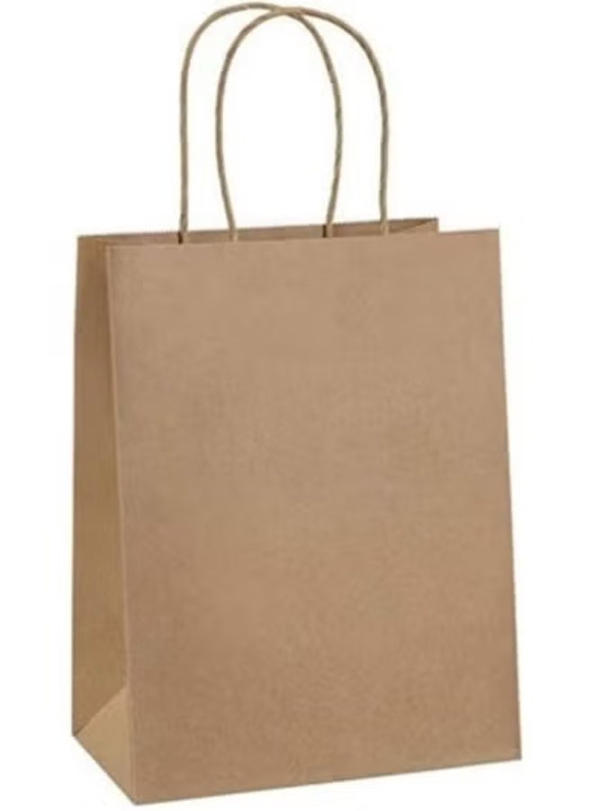 ايكواي ecoway Kraft Paper Bags - Pack Of 25 Craft Large Paper Grocery Bags With Handles For Shopping, Party, Birthday, Wedding Gift, Retail, Merchandies Ecofreindly Reusable Brown (28X15X28 Cm) - Image 1