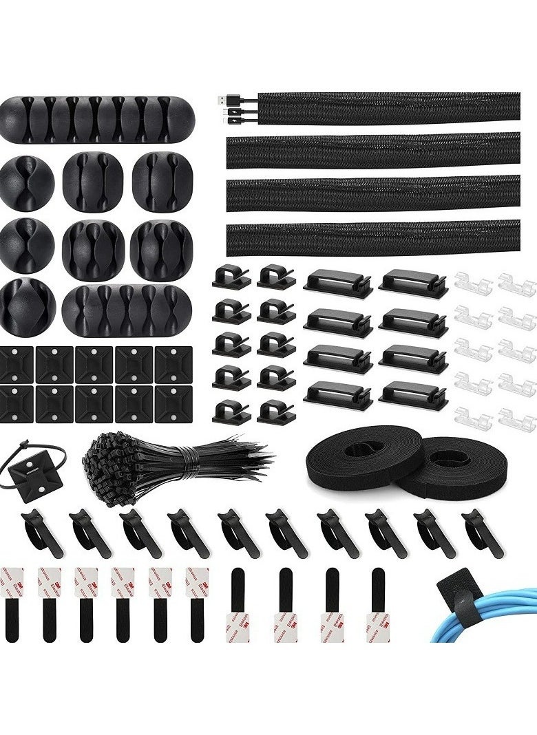 Generic Cable Management Kit for Home and Office organization - The Bundle of 173 pieces includes Cable clips - Cable ties - Cable holders for Power Cord - USB and Desktop cables  - Image 1